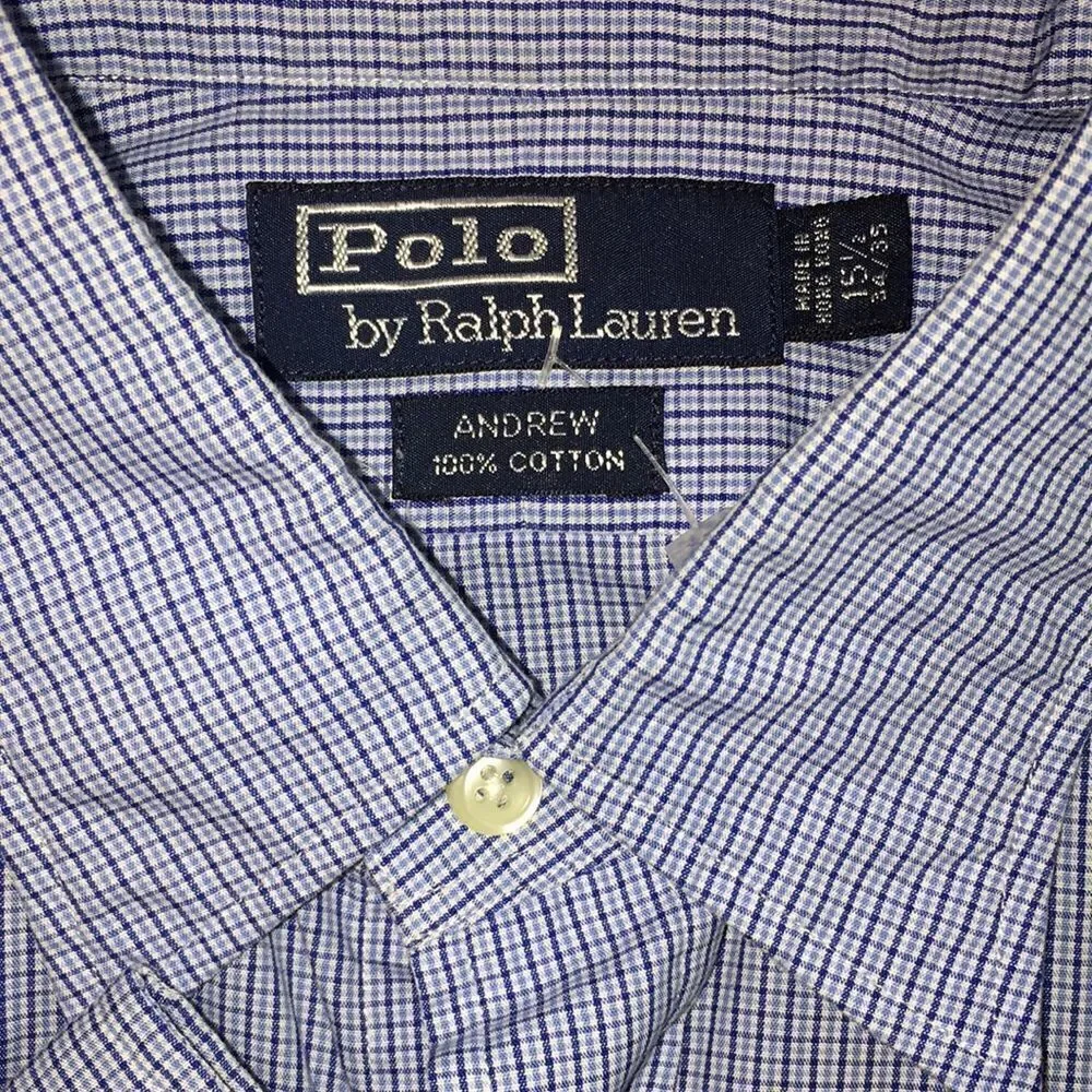 Blue Check Plaid Polo Ralph Lauren Andrew shirt M